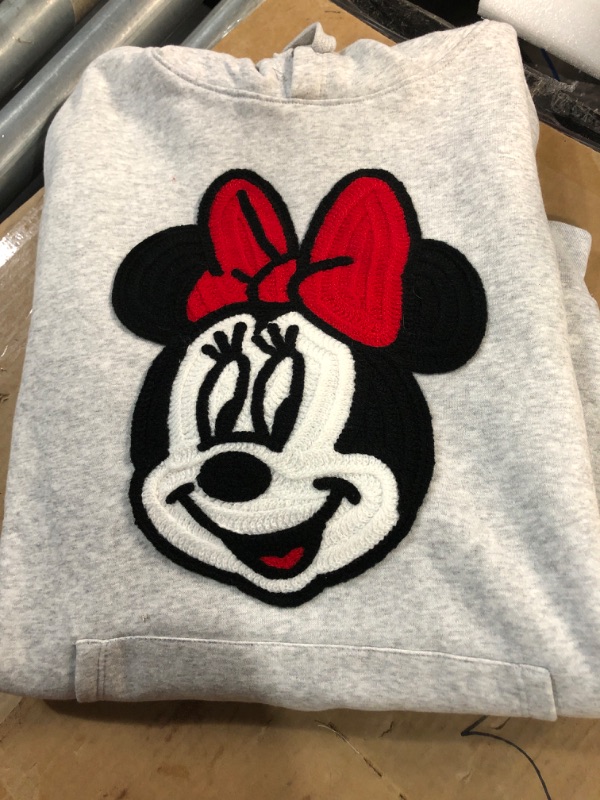 Photo 2 of Disney Ladies Mickey Mouse Fashion Hoodie Mickey and Minnie Mouse Classic Crochet Patch Hoodie Sweatshirt XX-L
