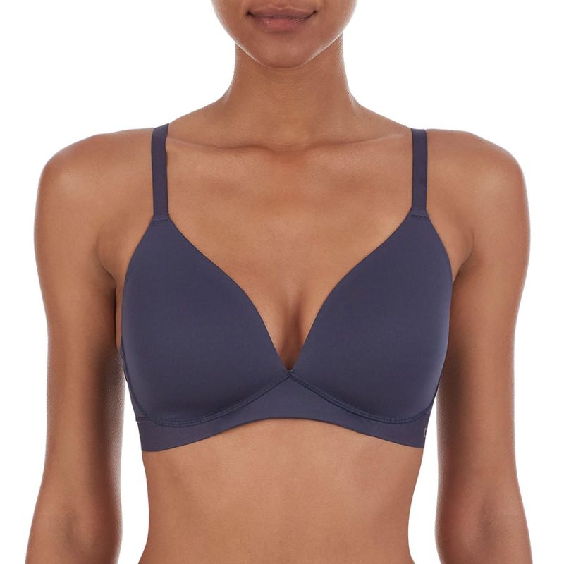 Photo 1 of DKNY Women's Wireless Soft Stretch Microfiber Plunge Bra (Ink/Sand, XL)
