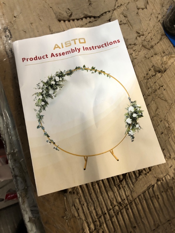 Photo 3 of *USED* MISSING PARTS* Wedding Arches for Ceremony Wedding Arch 6.6ft Circle Backdrop Stand Round Backdrop Stand Balloon Arch Stand Circle Balloon Arch Frame Round Balloon Arch Frame for Party Decoration (6.6ft Gold)