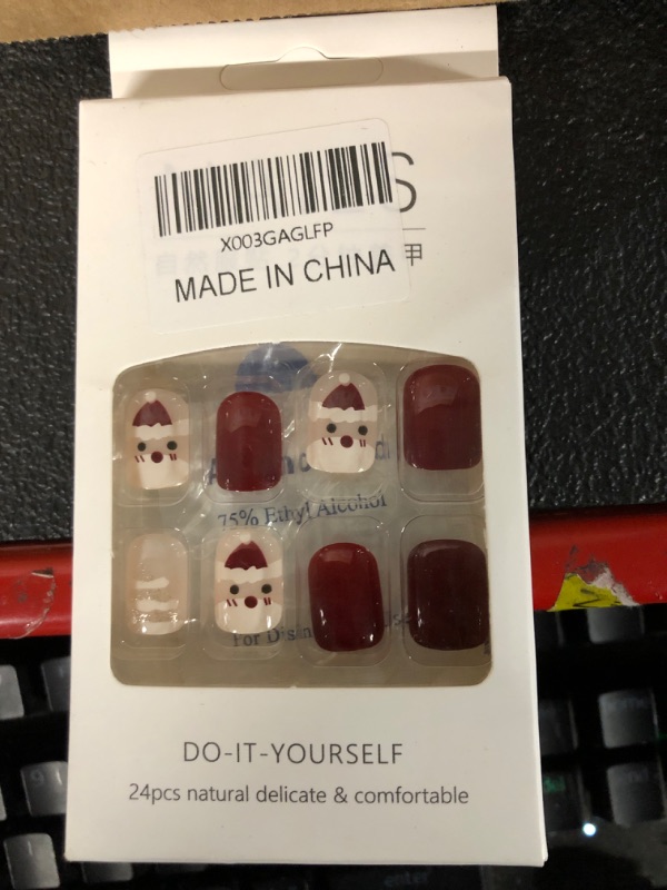 Photo 2 of 24 Pcs Christmas Press on Nails Short Square Fake Nails(Stock Photo for Reference)