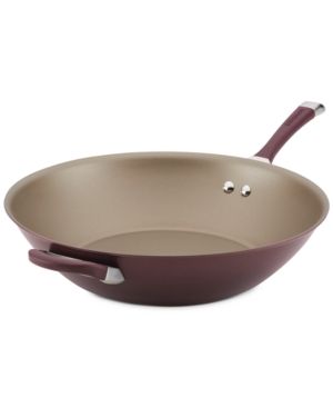 Photo 1 of ***USED - DIRTY - SEE NOTES***
Circulon Symmetry Hard Anodized Nonstick Wok / Stir Fry Pan with Helper Handle - 14 Inch, Red 14" Merlot
