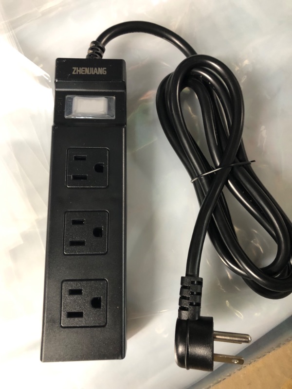 Photo 3 of * stock photo for reference * 
ZHENJIANG power strip (3 prong, 3 outlets) surge protector BLACK