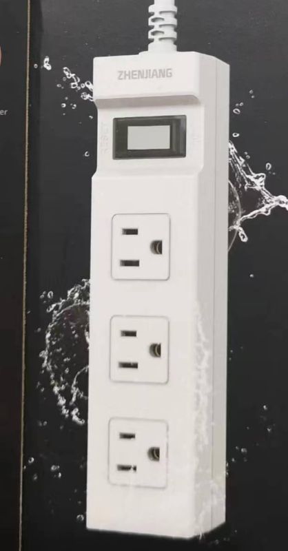 Photo 1 of * stock photo for reference * 
ZHENJIANG power strip (3 prong, 3 outlets) surge protector BLACK