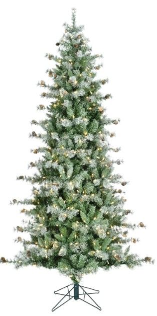 Photo 1 of **SEE NOTES**
Fraser Hill Farm 7.5-Ft lit Buffalo Fir Green Slim Artificial Christmas Tree | Realistic Foliage | Lightly Flocked with Pinecones | Stand Included |FFBF075-0SN