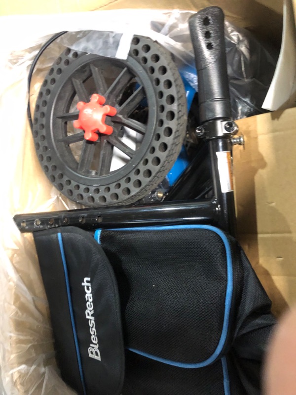 Photo 1 of ***SEE NOTE*** BlessReach All Terrain Steerable Knee Scooter Crutch Alternative?Deluxe Medical Scooter Double Handbrake,for Adults Injured Ankle & Foot Recovery Scooter in Blue