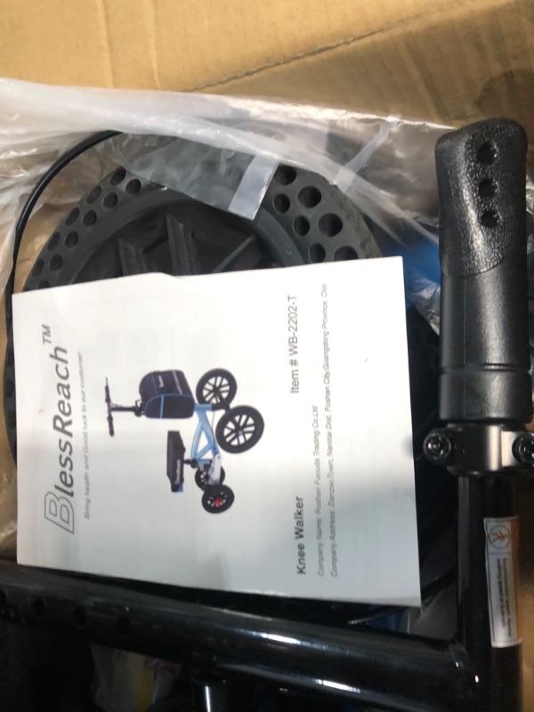 Photo 1 of ***SEE NOTE*** BlessReach All Terrain Steerable Knee Scooter Crutch Alternative?Deluxe Medical Scooter Double Handbrake,for Adults Injured Ankle & Foot Recovery Scooter in Blue