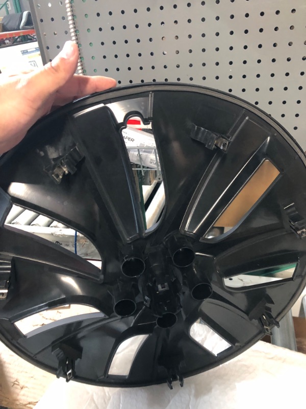 Photo 3 of KAVANIC Fits Tesla Model Y Wheel Cover Hubcap 19 Inch Matte Black Support Logo Range Improvement (4 PCS) Gemini Style 2020-2023 Model Y Wheel Cover Replacement Model Y Matt Black OEM Style