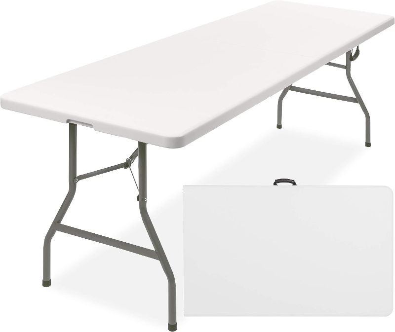 Photo 1 of **SEE NOTES/DAMAGED**
est Choice Products 6ft Plastic Folding Table, Indoor Outdoor Heavy Duty Portable w/Handle, Lock for Picnic, Party, Pong, Camping - White