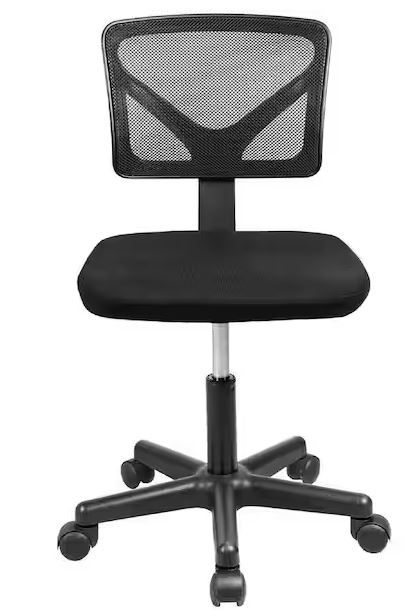 Photo 1 of *FOR PARTS ONLY* Black Armless Office Chair Breathable Mesh Covering Silent Swiveling Casters Low Back Support for Computer Tasks