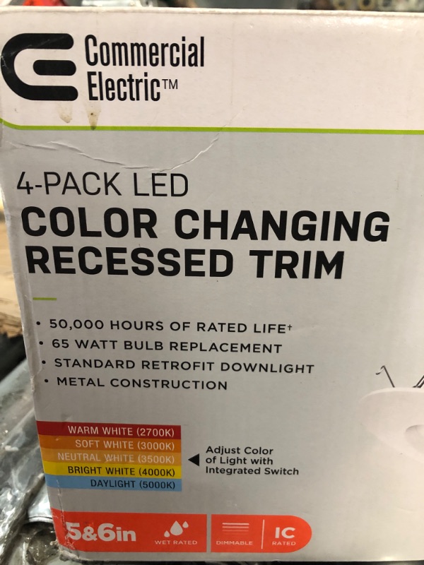 Photo 1 of  Color Temperature Selectable Integrated LED Recessed CEC-T20 Trim (4-Pack) 5 in. and 6 in.