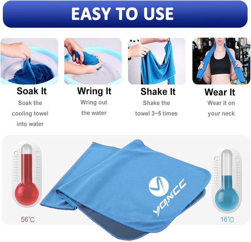 Photo 1 of  Cooling Towel (47"x12") Cool Cold Towel for Neck, Microfiber Ice Towel, Soft 2 PACK