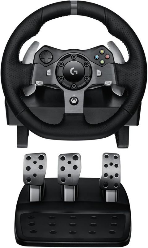 Photo 1 of logitech G920 Dual-motor Feedback Driving Force USB Racing Wheel with Responsive Pedals for Xbox One (Renewed)