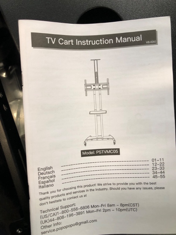 Photo 5 of Mount-It! TV Cart Mobile TV Stand Wheeled Height Adjustable Flat Screen Television Floor Stands with Rolling Casters and Shelf, VESA Compatible TV Mount Bracket Fits Displays 37 to 70 Inch, 110 Lbs