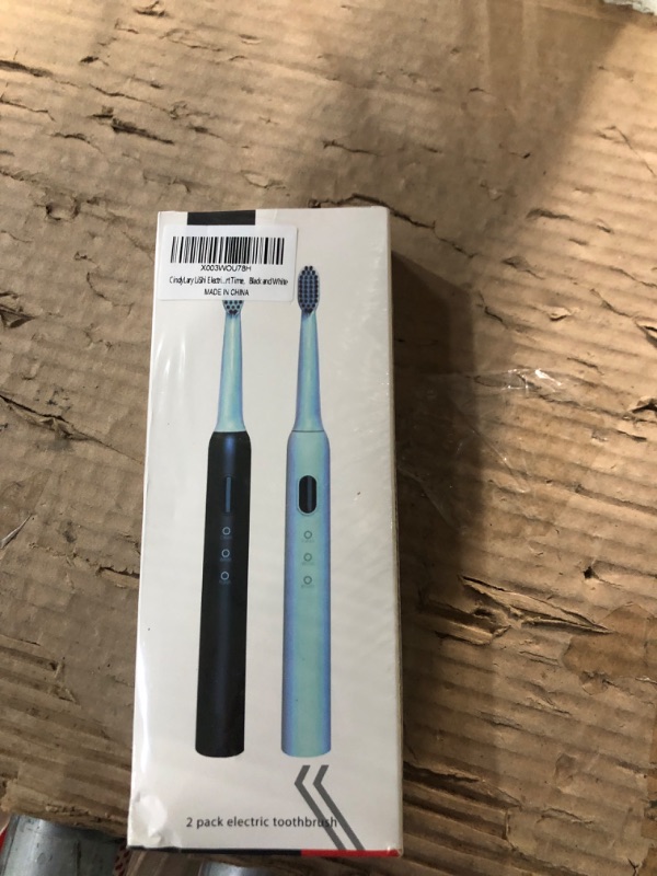 Photo 4 of CindyLary 2pack Electric Toothbrush ?IPx7 Waterproof?3 Modes with 2 MIN Smart Time?USB Charging?Black and White