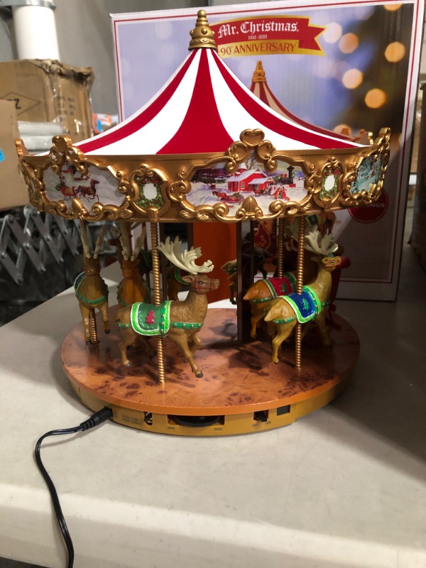 Photo 1 of **POWERS ON** **LOOKS BRAND NEW** Mr. Christmas Very Merry Carousel  -Red 12 Inch