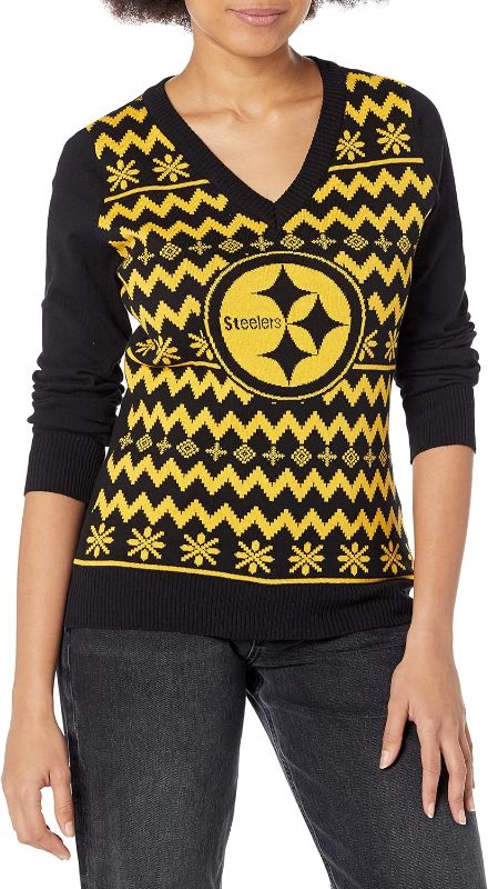 Photo 2 of FOCO Women's NFL Team Logo Ugly Holiday V-Neck Sweater LARGE