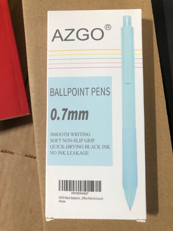 Photo 2 of AZGO Ballpoint Pens Black Ball Point Office Pens 0.7mm Medium Point Pen for Woman and Man (A - 6 Count)