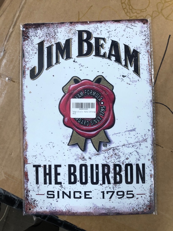 Photo 2 of Tin Sign Jim Beam Vintage Retro Metal Poster Home Garage Bar Coffee Kitchen 8x12 Inch 