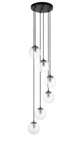 Photo 1 of Origin 21 Greenwich 6-Light Black Modern/Contemporary Clear Glass Globe LED Hanging Pendant Light