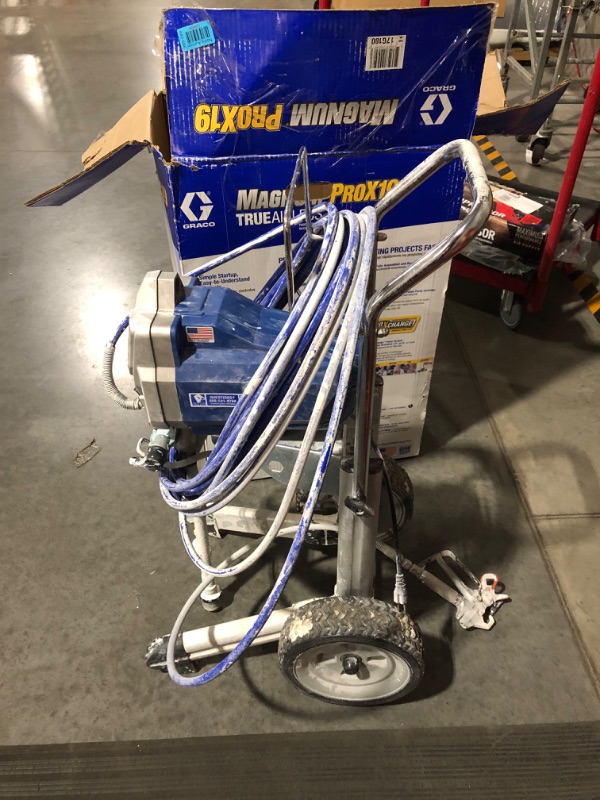 Photo 4 of ***NOT FUNCTIONAL - FOR PARTS - NONREFUNDABLE - SEE COMMENTS***
Graco 17G180 Magnum ProX19 Cart Paint Sprayer, Blue & white