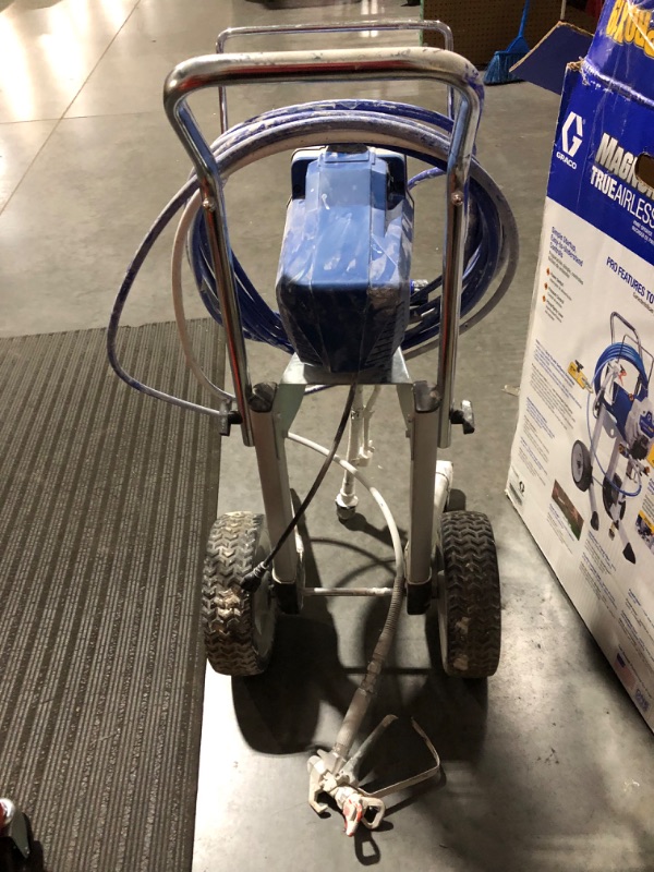 Photo 1 of ***NOT FUNCTIONAL - FOR PARTS - NONREFUNDABLE - SEE COMMENTS***
Graco 17G180 Magnum ProX19 Cart Paint Sprayer, Blue & white