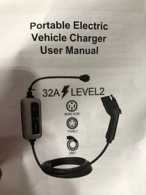 Photo 2 of Level 2 EV Charger, 32Amp 240V Portable J1772 Electric Car Charger with NEMA 14-50 Power Plug, Plug-in EV Charging Station with Timing Delay &10-32A Adjustable Amp, 25ft Extension Cord