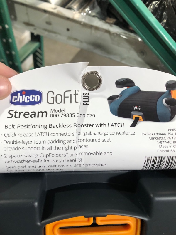 Photo 5 of Chicco GoFit Plus Backless Booster Car Seat with Quick-Release Latch, Travel Booster Seat for Car, Portable Car Booster Seat for Children 40-110 lbs. | Stream/Blue Stream GoFit Plus