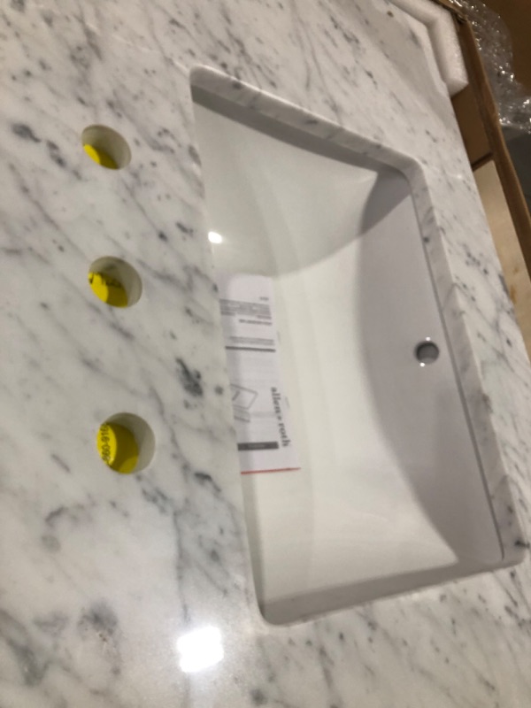 Photo 3 of *MINOR DAMAGE SEE NOTES*
43‘’x22" bathroom stone vanity top engineered stone carrara white marble (Not included Faucet)