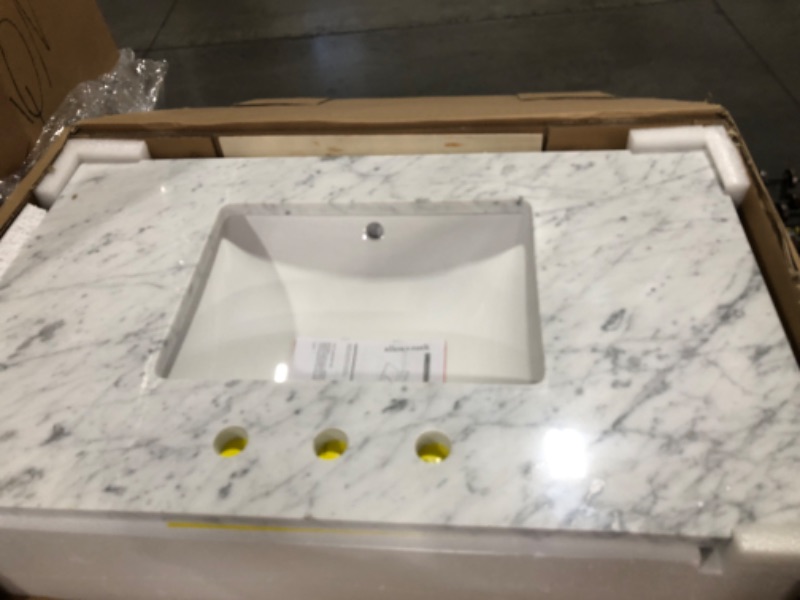 Photo 8 of *MINOR DAMAGE SEE NOTES*
43‘’x22" bathroom stone vanity top engineered stone carrara white marble (Not included Faucet)