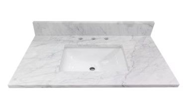 Photo 1 of ***DAMAGED - CRACKED - SEE NOTES***
allen + roth Natural Carrara marble 37-in White Natural Marble Undermount Single Sink 3-Hole Bathroom Vanity Top