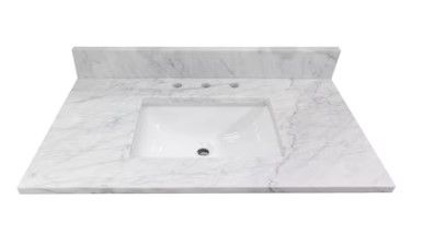 Photo 1 of *MINOR DAMAGE SEE NOTES*
43‘’x22" bathroom stone vanity top engineered stone carrara white marble (Not included Faucet)