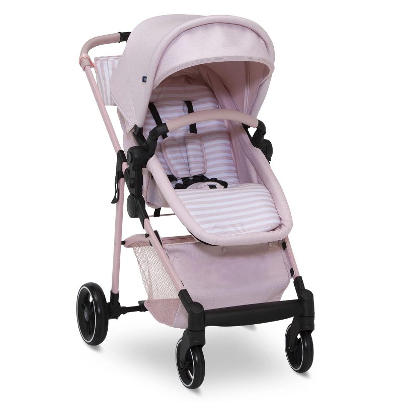 Photo 1 of babyGap by Delta Children 2-in-1 Carriage Stroller - Greenguard Gold Certified - Car Seat Compatible, One-Handed Fold, Lightweight & Oversized Canopy - Made with Sustainable Materials, Pink Stripes