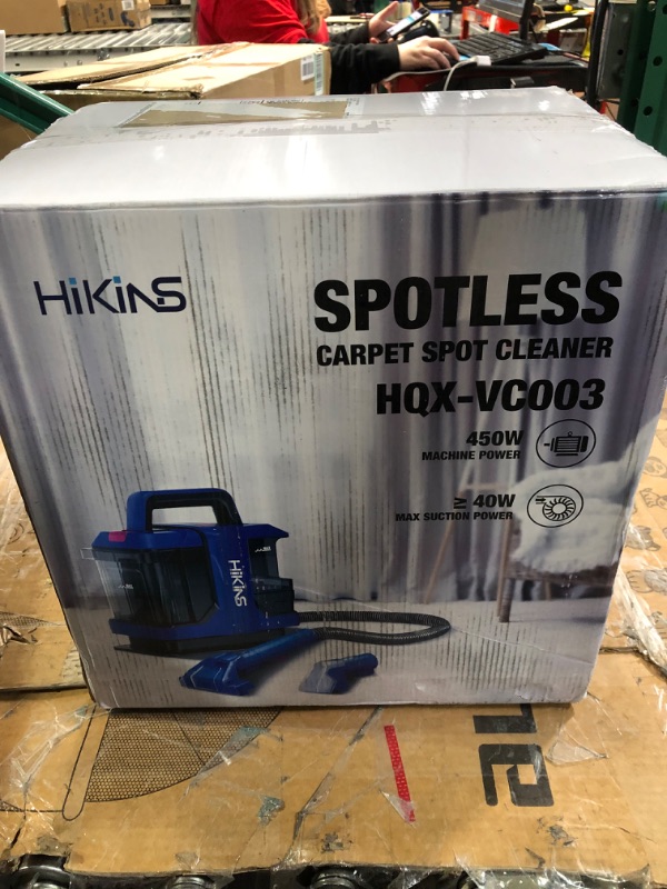 Photo 1 of HiKiNS Portable Carpet Cleaner Machine - Upholstery Cleaner Stain Remover Deep Cleaner with Strong Suction for Pets, Stairs, Car Seat and Couch, 120V 450W Strong Power, 5ft Hose, 16.4ft Power Cord Medium