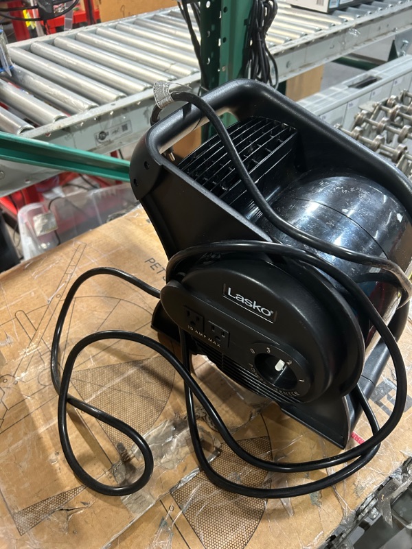 Photo 1 of Lasko U12104 High Velocity Pro Pivoting Utility Fan for Cooling, Ventilating, Exhausting and Drying at Home, Job Site and Work Shop, Black 12104 12.2 x 9.6 x 12.3 inches *MISSING KNOB** WILL NOT TURN ON