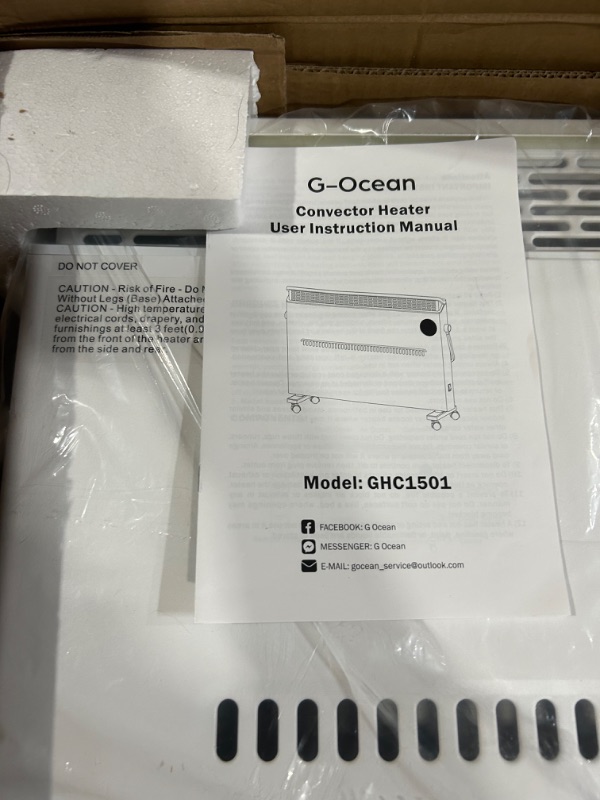 Photo 3 of **NON-REFUNDABLE-SEE COMMENTS**
G-Ocean Space Heater for Large Room, Convection Panel Heater 1500W Quiet Heating for Indoor Use, Electric Wall Heater with Remote, Digital Thermostat, 12H Timer, Overheat & Tip-Over Protection