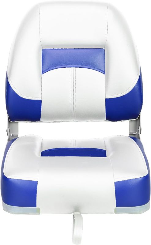 Photo 1 of ErgoSeat Two Tone Low Back Folding Boat Seat,White/Blue