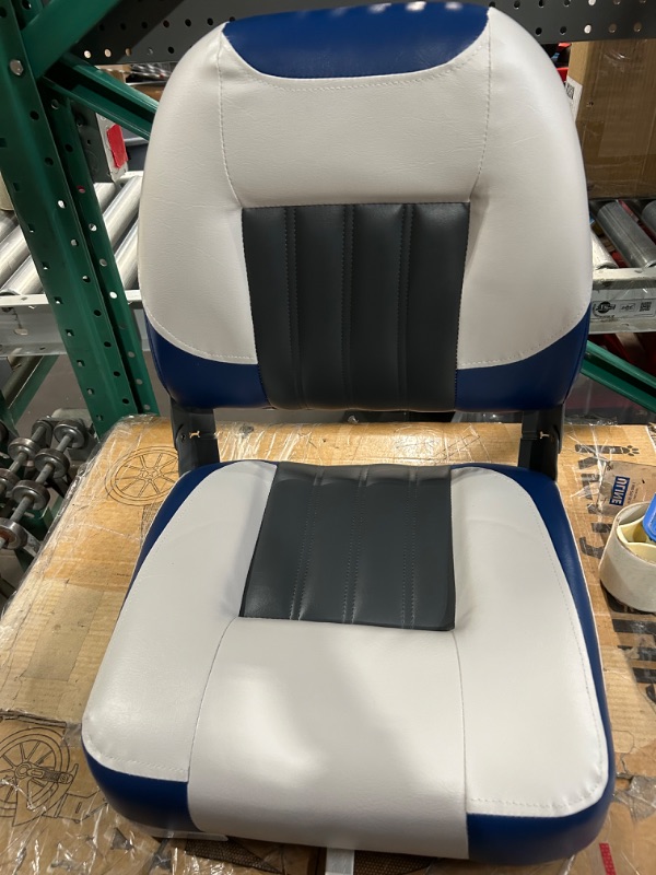 Photo 3 of ErgoSeat Two Tone Low Back Folding Boat Seat,White/Blue