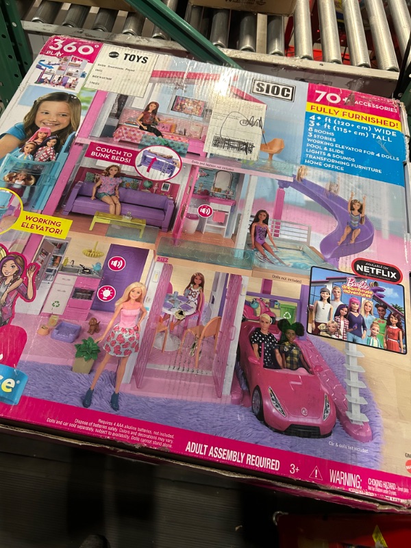 Photo 2 of Barbie Dreamhouse, Doll House Playset with 70+ Accessories Including Transforming Furniture, Elevator, Slide, Lights & Sounds Wheelchair Accessible Elevator