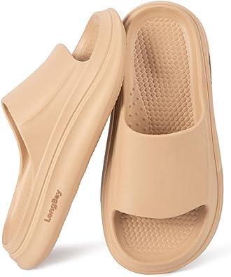 Photo 1 of LongBay Cloud Slides for Women and Men, Comfy Cushion Pillow Slippers for Indoor and Outdoor, Thick Sole Supportive Non Slip Bathroom Shower Shoes
