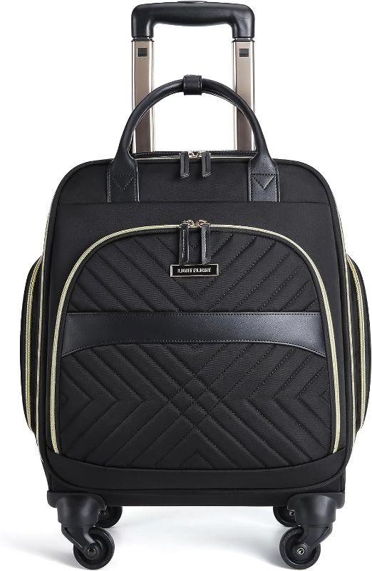 Photo 1 of LIGHT FLIGHT Rolling Laptop/Computer Bag with Spinner Wheels for Carry on Business Travel , Women Men Briefcase 15.6 Inch , Water-resistant , Quilted Black