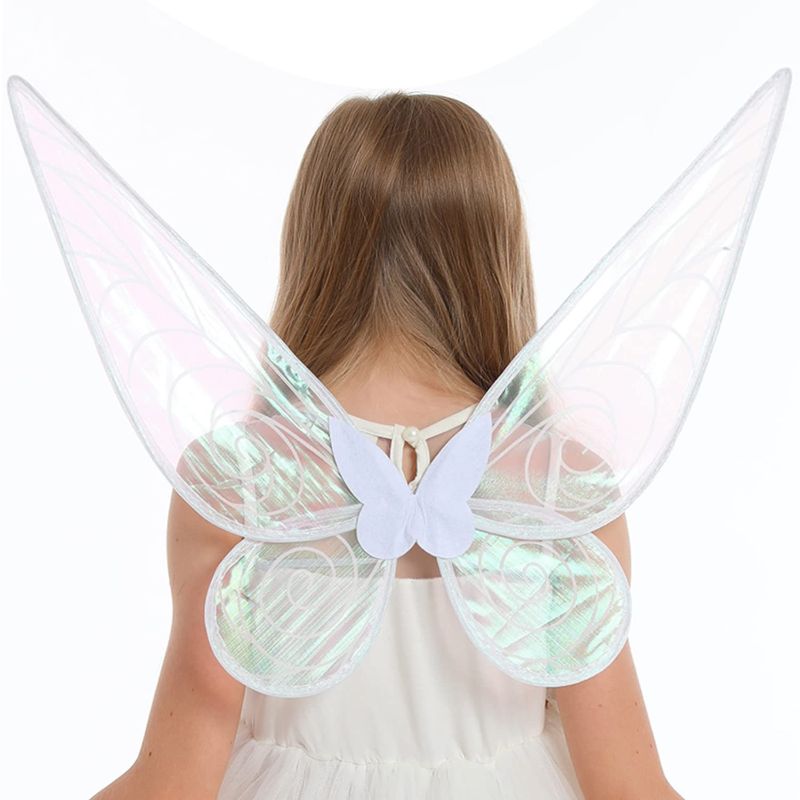 Photo 1 of Fairy Wings for Girls, Halloween Costumes for Kids, Girls Butterfly Fairy Wings Fairy Costumes Sparkle Fairy Princess Wings (white) - 2-Pack