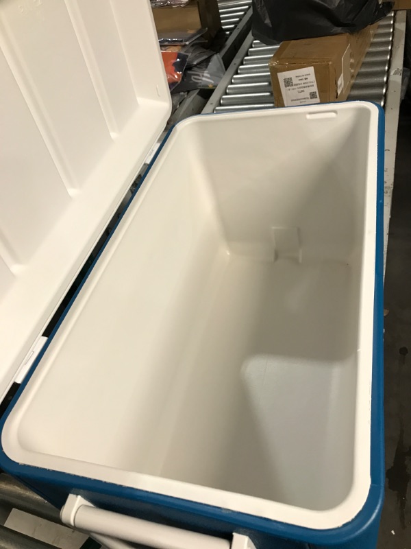 Photo 3 of **LOOKS NEW *** Coleman Chiller Series 48qt Insulated Portable Cooler, Ice Retention Hard Cooler with Heavy Duty Handles Ocean Blue