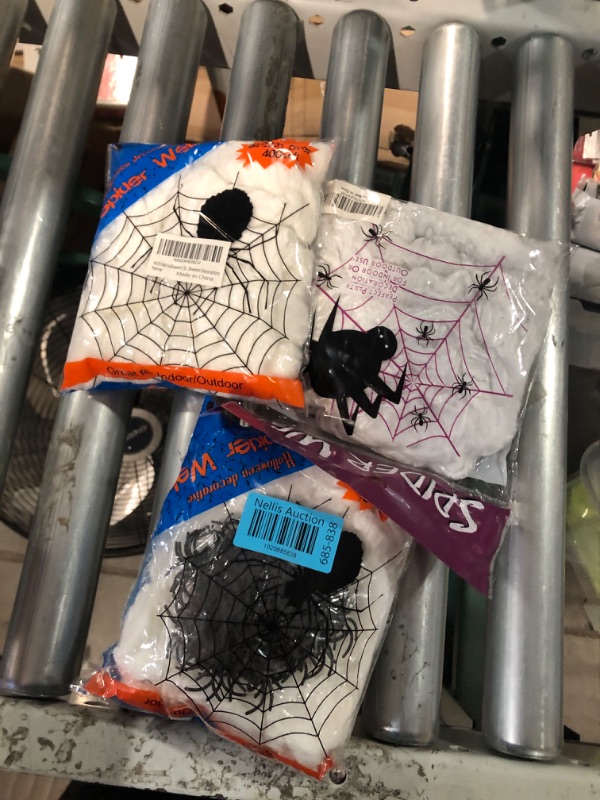 Photo 2 of 3 pack AOSTAR Halloween Stretch Spider Webs Indoor & Outdoor Spooky Spider Webbing with 50 Fake Spiders for Halloween Decorations