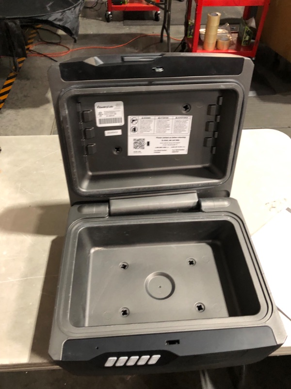 Photo 2 of ***MAJOR DAMAGE - LID BROKEN - SEE PICTURES - FOR PARTS - NONREFUNDABLE***
SentrySafe Fireproof and Waterproof Safe Box with Digital Keypad Lock, 14.8"D x 16.5"W x 7.6"H