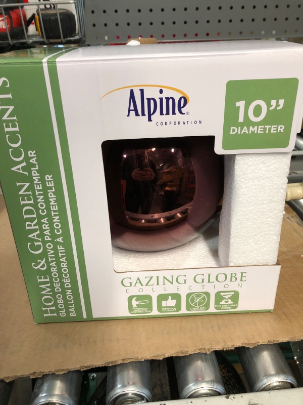 Photo 2 of Alpine Corporation 10" Indoor/Outdoor Glass Gazing Globe Festive Yard Décor, Purple 10"L x 10"W x 12"H Purple Gazing Balls