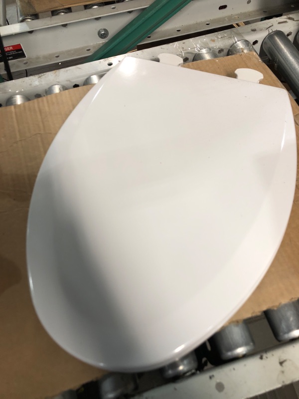 Photo 1 of *Cracked Seat* Bemis 1500EC 390 Lift-Off Wood Elongated Toilet SEAT, Cotton White