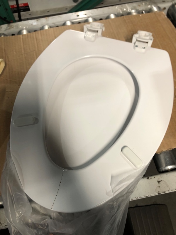 Photo 1 of *Cracked Seat* Bemis 1500EC 390 Lift-Off Wood Elongated Toilet SEAT, Cotton White