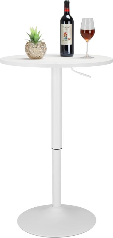 Photo 1 of ***BASE MISSING - SCRATCHED AND CHIPPED - SEE PICTURES***
Finnhomy 24'' Round Cocktail Bar Table with Metal Base, 27.9''-35.4'' Counter Bar Height, White