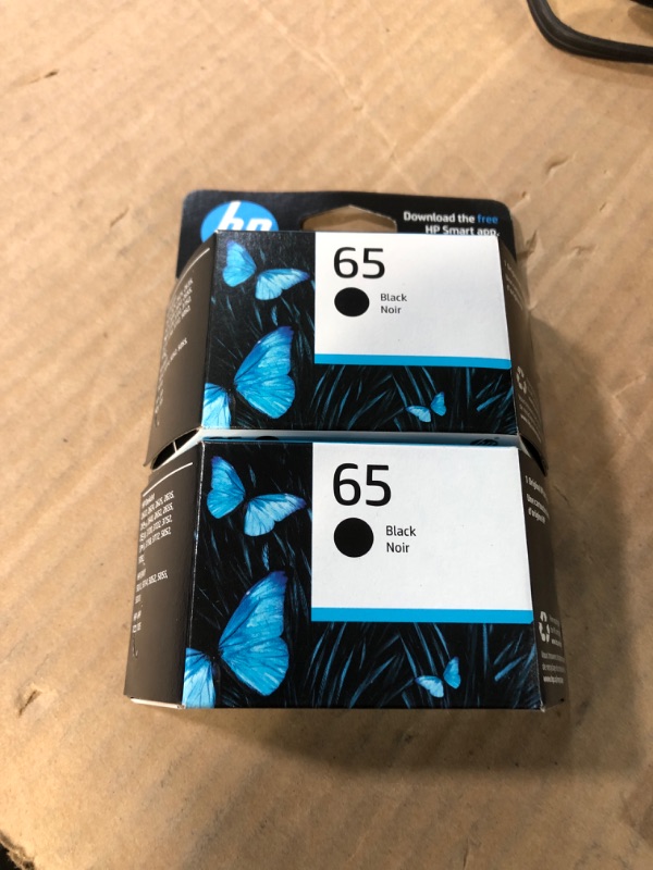 Photo 1 of HP 65 Black Ink Cartridge | Works AMP 100 Series, DeskJet 2600, 3700 Series, Envy 5000 Series | Eligible for Instant Ink | N9K02AN (Pack of 2) 1 Count (Pack of 2)