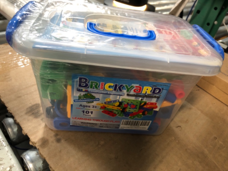 Photo 2 of Brickyard Building Blocks STEM Toys - Educational Building Toys for Kids Ages 4-8 with 163 Pieces, Tools, Design Guide and Toy Storage Box, Gift for Boys & Girls